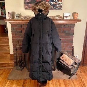 Post Card Women’s Down Jacket Fur Hood Size 14